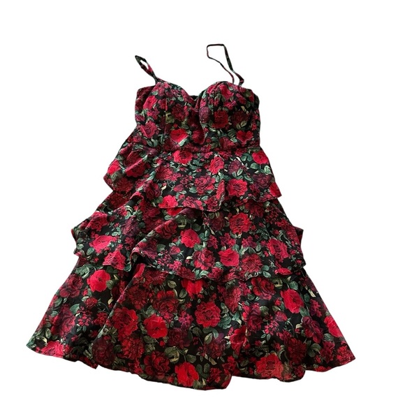 by & by womens Floral Dress - Red and Green - Picture 1 of 4